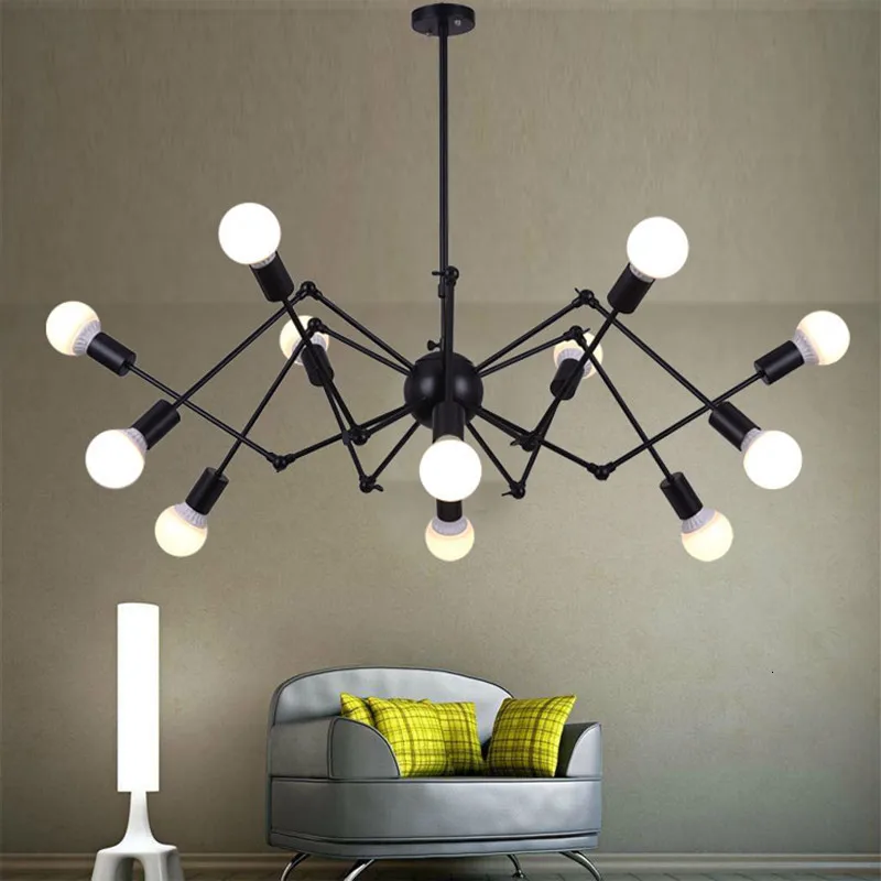 

Vintage Industrial Loft spider chandelier 8/12/16/18 Heads Sputnik Pendant Lamp AC110V 220V Restaurant Bar hanging Lights