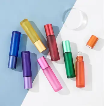 

8pcs Matte Gloss Essential Lip Oil Perfume Bottle Roller Ball Thick Glass Roll On Durable For Travel Cosmetic Container