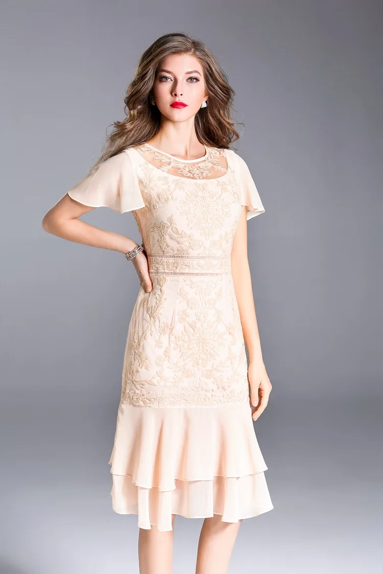 Package hip Lace dresses NEW luxury spring summer office work woman Plus Size XXL Clothing O-Neck Embroidery Mermaid Party Dress