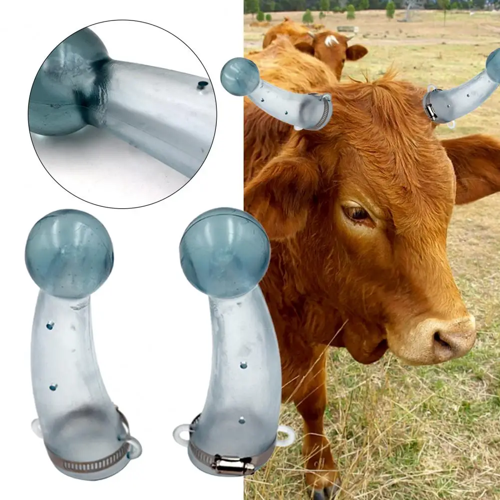 Cow Horn Protector 1 Set with Flexible Clamps Anti-fighting Silicone Calf Prevent Collision Tool Livestock Supplies