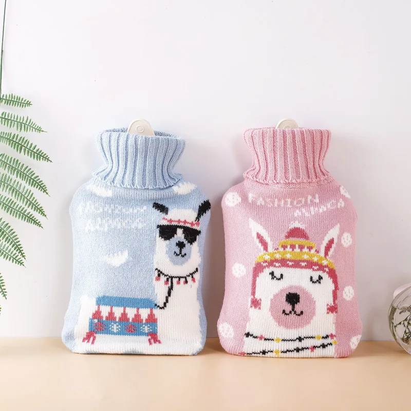 Hot Water Bag Bottle Cartoon Knitted Cover Large Size Cloth Cover Home Christmas Patterns Hot Water Container
