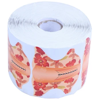 

500pcs Nail Art Form Sticker Self-adhesive Extension Guide UV Tips, Red Leaf-Shaped