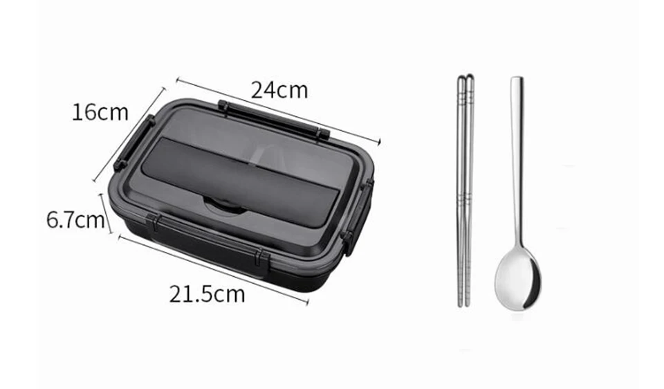 Черный 304 из нержавеющей стали Bento Box анти-обжигающий студенческий изоляционный Ланч-бокс с отсеком для еды закуски тарелка подарки