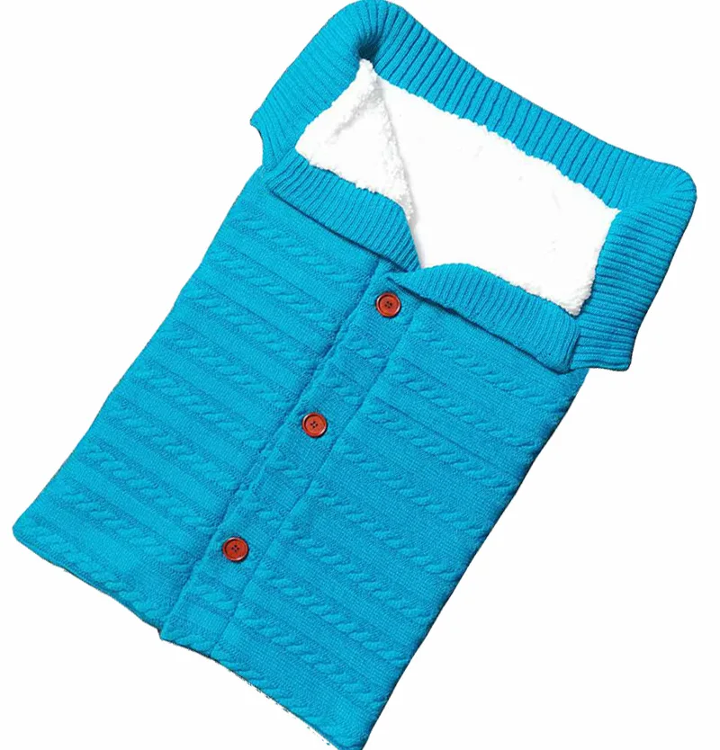 Зимние теплые спальные мешки для новорожденных; вязаная Пеленка на пуговицах для младенцев; пеленка для коляски; одеяло для малышей; спальные мешки - Цвет: F