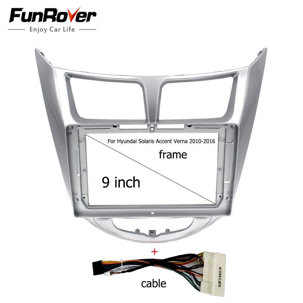 Funrover 9 дюймов 2 Din фасции автомобильный dvd для Hyundai Solaris Accent Verna 2010-2016 стерео Панель