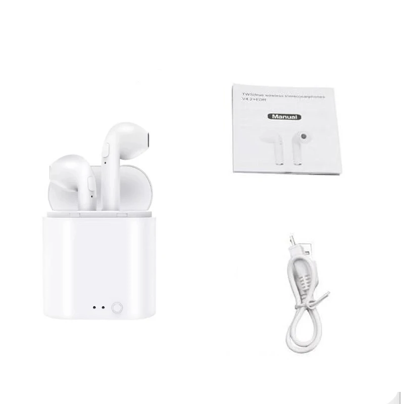 white-Have a box I7s TWS мини Bluetooth беспроводные наушники стерео наушники-вкладыши гарнитура с зарядным устройством микрофон все Bluetooth планшет смартфон - Цвет: white-Have a box