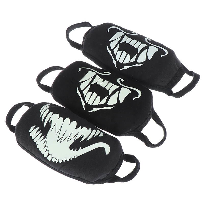 1PC Luminous Face Mouth Mask Noctilucent Anime Tooth Anti-dust Pollution Masks Cotton Fabric 3 Styles