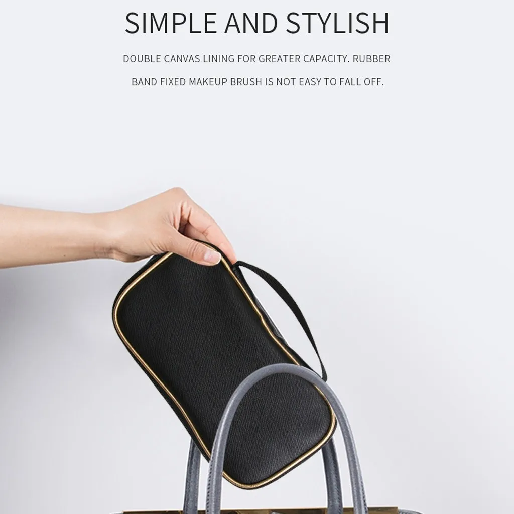 Portable Black High Quality Cosmetic Brush Storage Bag Makeup Bag Women Bags Waterproof Make Up Wash Toiletry Bag Aug
