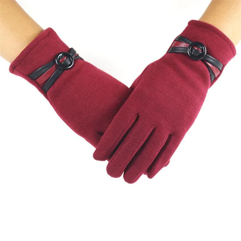 G154 Button Red VIIANLES женские норковые шерстяные перчатки для сенсорного экрана уличные модные зимние женские телефонные перчатки элегантные мягкие черные варежки - Цвет: G154 Button Red