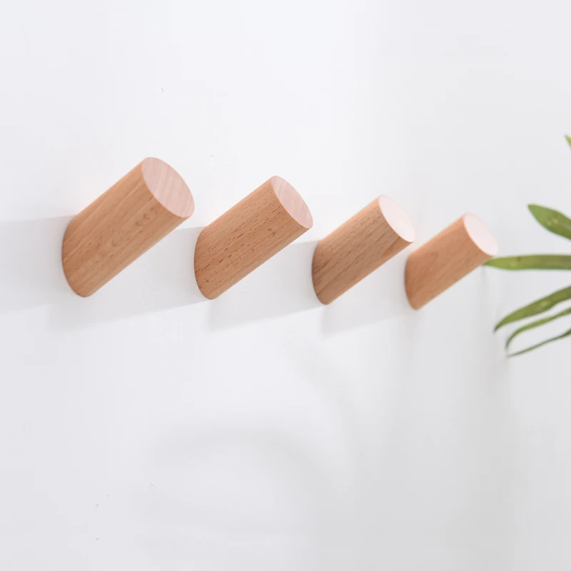 Kitchen Accessories Multipurpose Natural Wood Wall Mounted Hat Key Handbag Hooks Clothe Hanger Home Decorative Storage Organizer