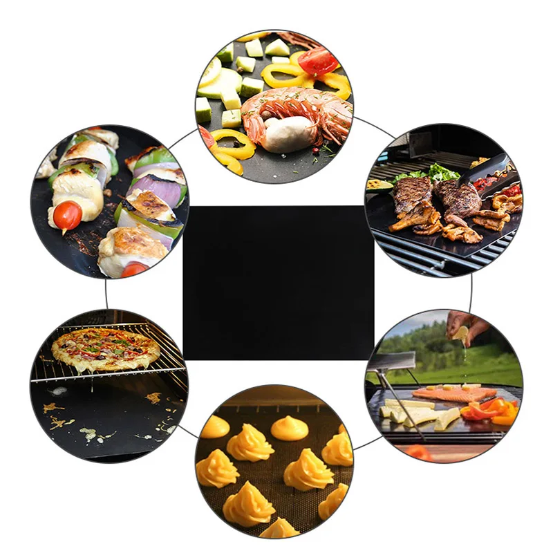 Non Stick Grill Mat Outdoor Picnic BBQ Baking Mat Grill Liner BBQ Cooking Heat Resistance Easily Cleaned Accessories