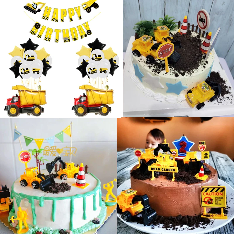 Construction Road Sign Cake Tooper Road Traffic Model Simulation Traffic Light Cake Insert Card Birthday Kids Party Decor Party Diy Decorations Aliexpress