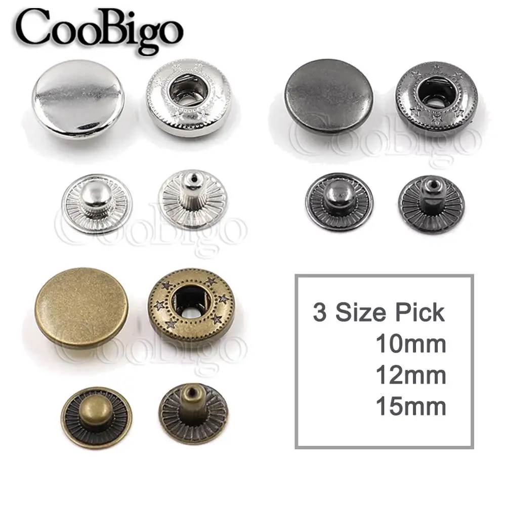 50set Pack Metal Press Studs Button Snap Fasteners Sewing Leather Craft