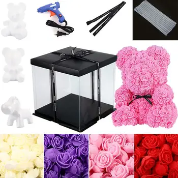 

Novel Artificial Flower PE Valentine'S Day Creative Gift Rose Bear Mold DIY Rose Bear Party Accessories Home Decoration Wedding
