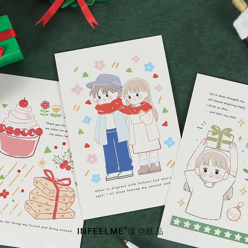 DIY 손으로 그린 크리스마스 엽서, 메시지 카드, 생일 편지, 선물 카드, 30 개/세트, 신제품