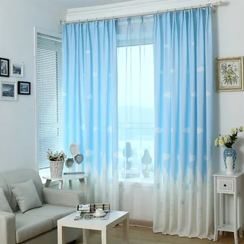 

Pink Blue Color Castle White Clouds Window Kids Cartoon Curtains for Children ' Bedroom Living Roon Kitchen