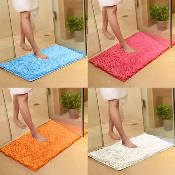 

60cmx40cm Orange Red Chenille Bathroom Rug Extra Soft Absorbent Shaggy Floor Mat Non Slip Plush Carpet for Tub Shower Bath Room
