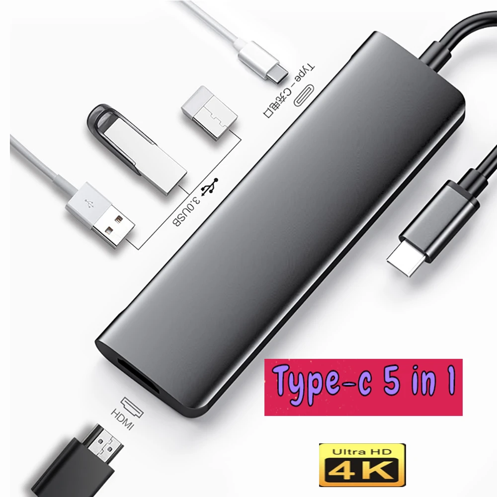 Usb Hub C Hub Hdmi Comptible Adapter 5 In 1 Usb C To Usb 3 0 Hub For Macbook Pc Accessories Usb3 0 Type C 3 1 Splitter Usb C Hub Usb Hubs Aliexpress