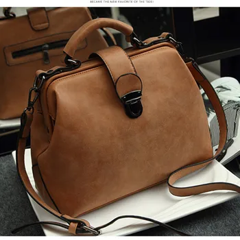 

2020 New Style Retro Doctor's Bag Shoulder Bag Women's Handbag Shoulder Bag Nubuck Leather Women's Leather Bags