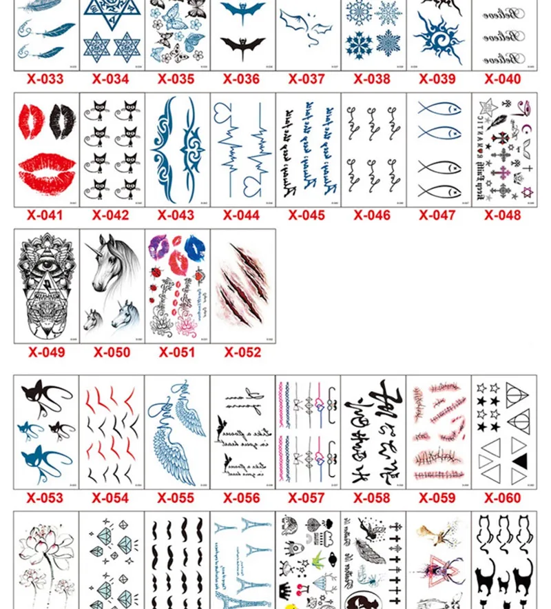 Fake Tattoo Stickers Fashion Personality English Letters Cute Cartoon Flowers Waterproof Tattoo Stickers Temporary Tattoos Tatoo