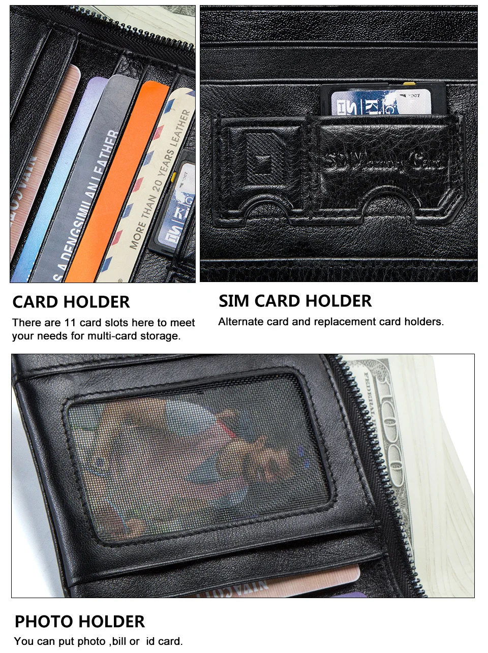 Contact's Men's Wallets Genuine Leather Bifold Top Quality Wallet For Mans Credit Card Holders Casual Man Short Wallets Portfel