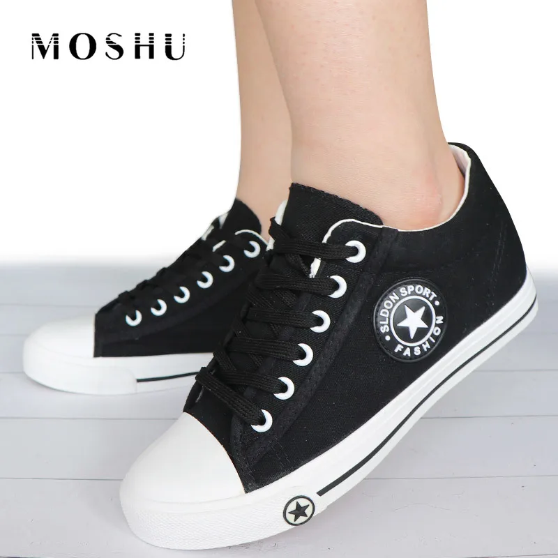 Comprar Zapatillas de verano cuñas Zapatos de lona Mujer Zapatos casuales Mujer linda Cesta blanca estrellas Zapatos Mujer Zapatillas 5 cm altura tenis