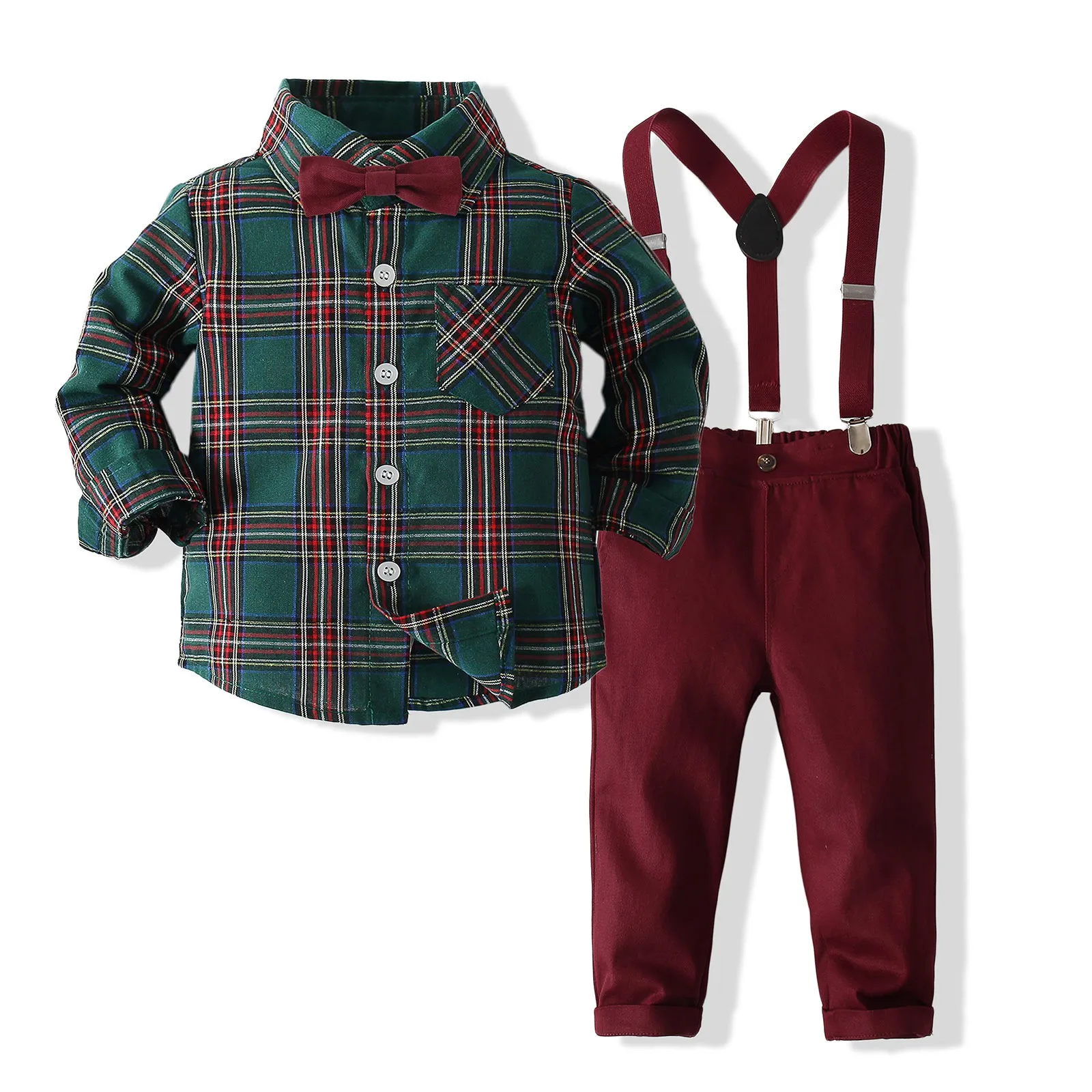 thumbnail image 1 of 2022 Spring Kids Boy Clothes Set 3 Pieces Suits Coat+Plaid Shirt+Jeans Children Little Casual Boys Clothing Sets 2-5 Years, 1 of 4