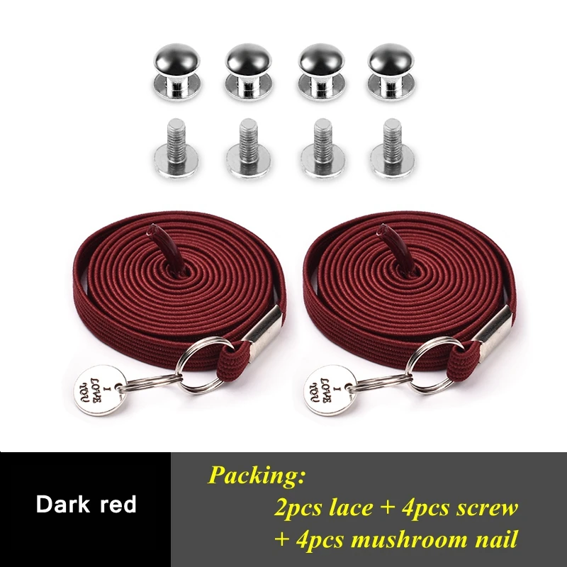 Dark red 1 пара эластичных шнурков для обуви без завязок. Шнурки для детей и взрослых. 24 цвета. Шнурки для кроссовок - Цвет: Dark red