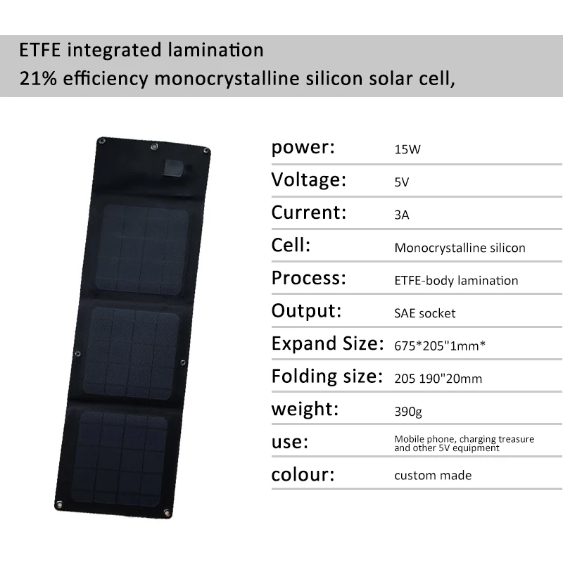 SunPower складное 15 Вт солнечное зарядное устройство 5 в 3 А USB выходное устройство портативные солнечные панели для смартфонов для наружного кемпинга# ED