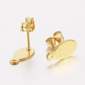 

50 Pairs Stainless Steel Blank Stud Earring Bezel Earring Backs Setting for Jewelry Making Accessories