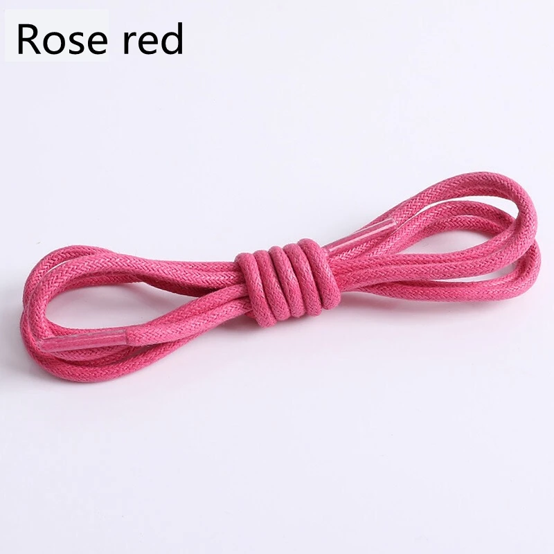 Rose red 1 пара из вощеного хлопка шнурки круглого кожаного ремешка, Водонепроницаемый шнурки для обуви Martin Ботинки Шнурки шнурке Длина 80/100/120/140 см P2 - Цвет: Rose red