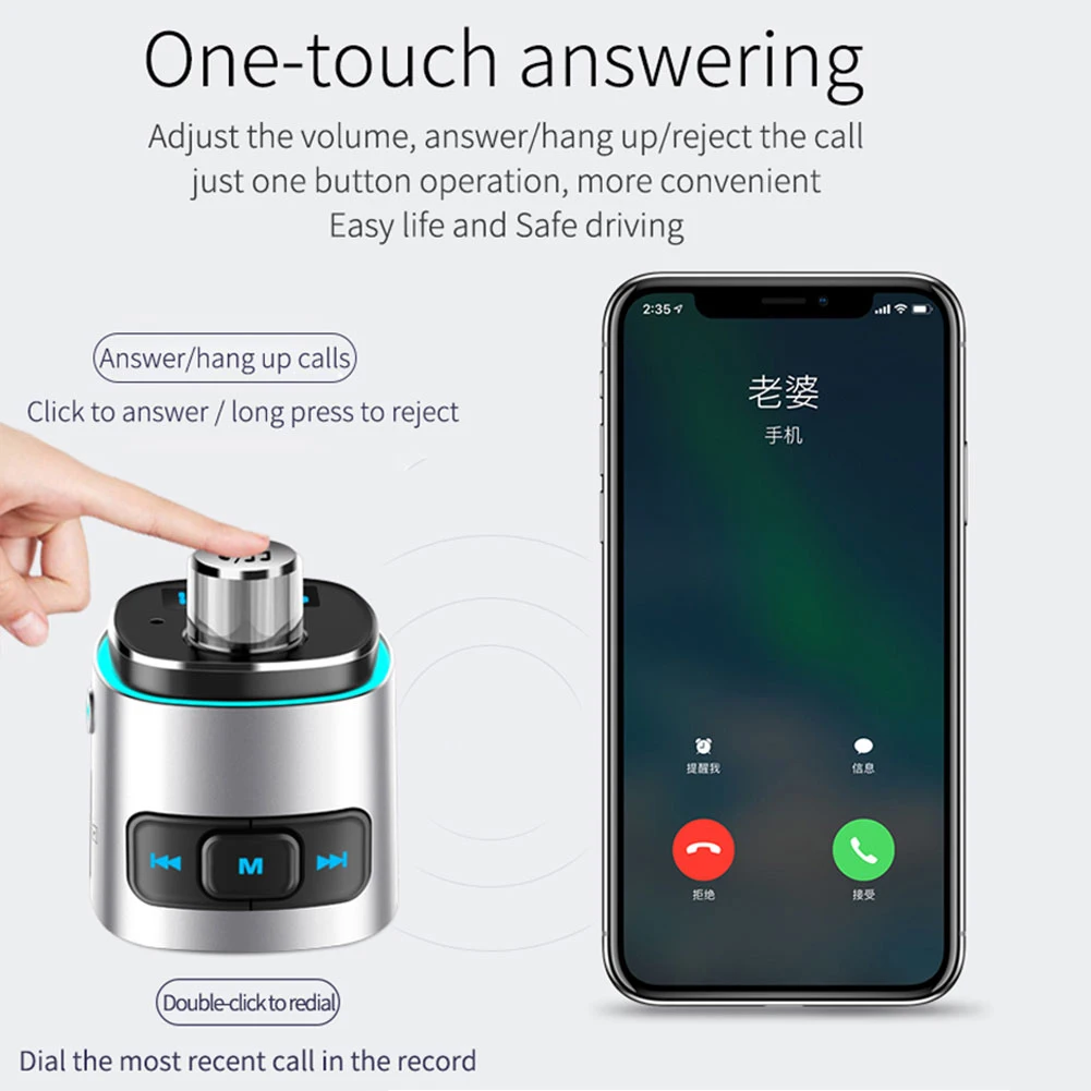 QC3.0 Dual USB зарядное устройство Bluetooth автомобильное радио fm-передатчик адаптер MP3-плеер Прочный