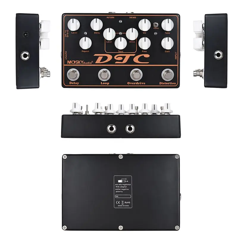 MOSKY DTC 4-в-1 Электрогитары для создания спецэффектов искажения+ Overdrive+ петли+ задержки