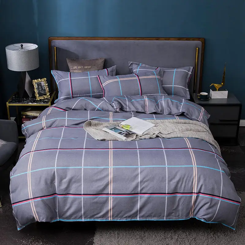 

Yaapeet 3/4pcs Colorful Plaid Bedding Set Bedroom High Quality Plant Printed Bedding Linens Elegant Breathable Sheets Pillowcase