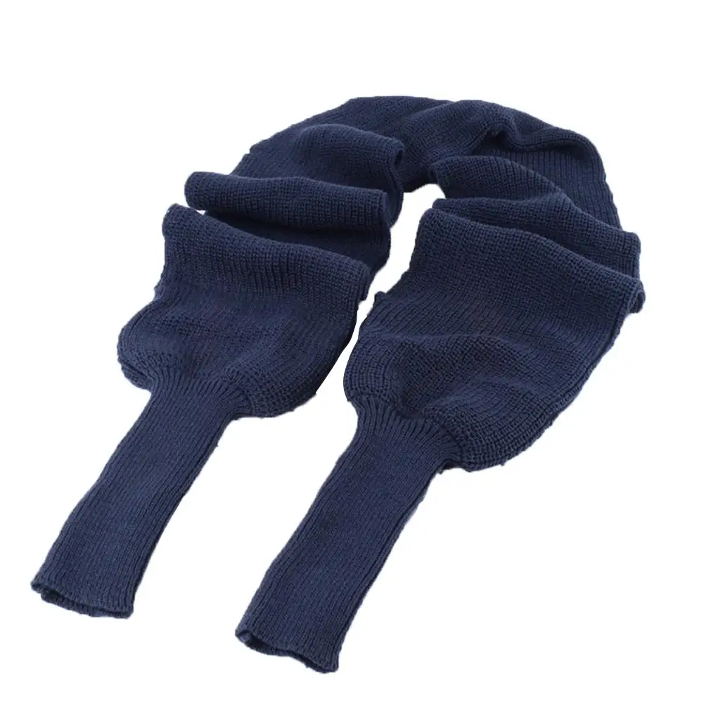 Navy Blue Зимние теплые модные большие шарфы для женщин и девушек из плотной искусственной шерсти мягкий шарф в клеточку шаль обёрточная бумага вязаный свитер рукав шарф - Цвет: Navy Blue