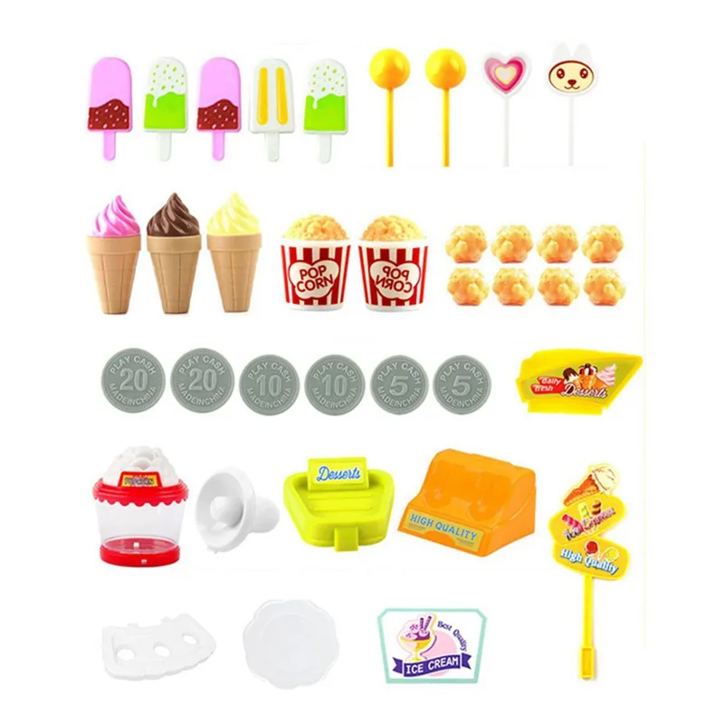 1 set of children's simulation kitchen cutlery set popcorn dessert trolley educational toys set