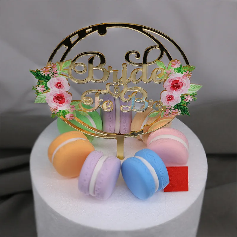 

Печатный Цветочный стиль зеркальный золотой свадебный торт для невесты обручальный торт Топпер украшение для торта вечерние ничное украшение