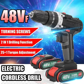 

48VF 3000mAh Cordless Screwdriver Electric Screwdriver Cordless Drill Professional Power Tools Hand Drill With Charging Battery