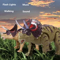 Kid Educaitional Toy High Simulation Electric Dinosaur Can Walking  Music Sound Flash Light Effect Boy Gift Model Dinosaur Robot 1
