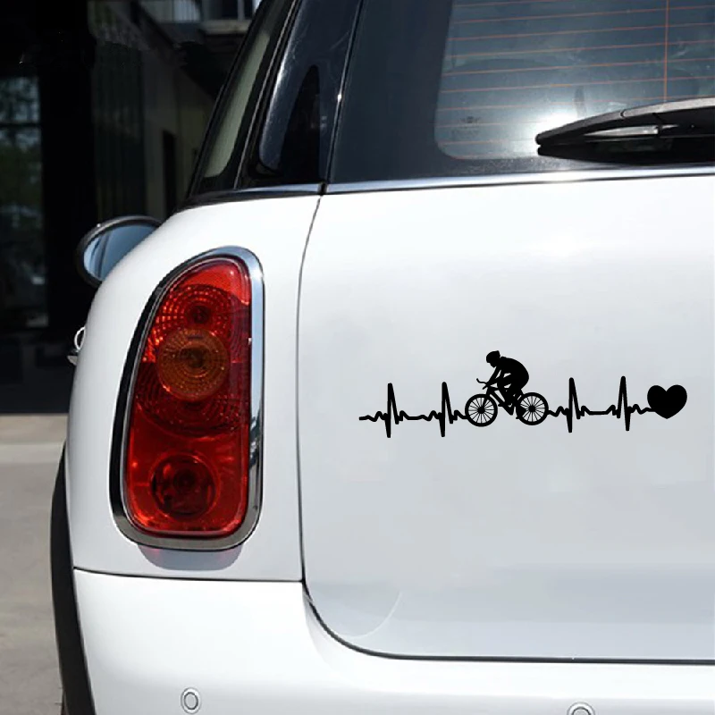 Cycling Heartbeat Vinyl Sticker Car Window Bicycling EKG Heartbeat Laptop Decal For Apple MacBook Air/Pro