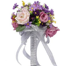 Букет невесты с цветами, Романтическая свадьба, красочная Роза, букет невесты, фиолетовые розовые свадебные букеты