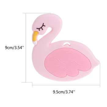 

Silicone Flamingo Diy Teething Necklace Food Grade Silicone Teether Baby Pendant