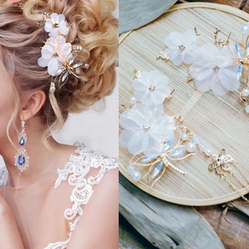 

Wedding Headdress Simulated Pearl Dragonfly Hair Accessories for Bride Tassel Hairpin Elegant Hair Ornaments Hairpin for Girls