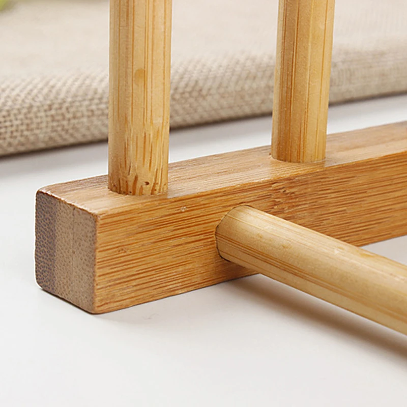 Креативный бамбуковый держатель для тарелок Безрамная бамбуковая полка