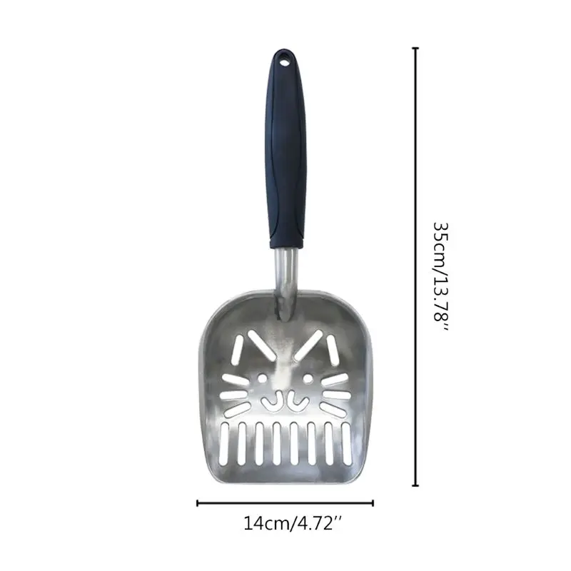 Metal Cat Litter Scoop Cat-Shape Sifter Pet Dog Litter Shovel with Rubber Handle