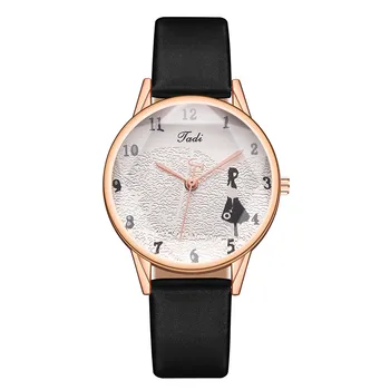 

2020 Women Fashion Watch Sleek Minimalist Leather Belt Gold Diamond Case Analog Wrist Ladies Quartz Watch moda feminina