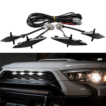 

4 Pcs External White LED Lights Decoration, Led Front Grille Lights for 2014-2019 Toyota 4Runner TRD Pro Grille Running Lamps
