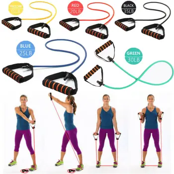 

Yoga Pilates Pull Rope Gym Fitness Resistance Elastic Rubber Bands Training Cord