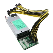 Kit d'alimentation pour minage (PSU 1200 watts, carte de dérivation 12Ports, 12 câbles PCIe 6 broches à 6 + 2 broches)