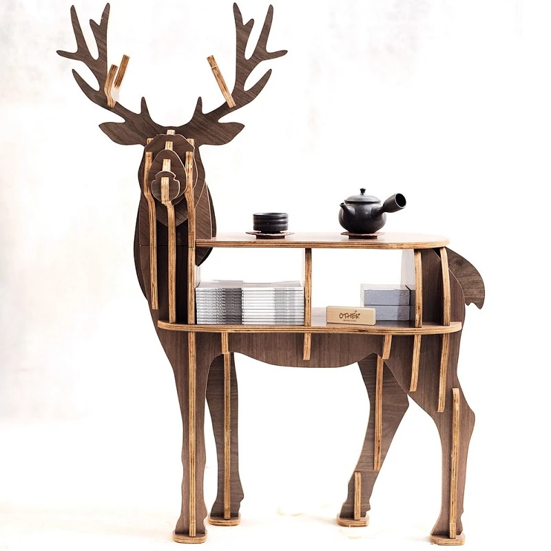 

New! High-end "s" Size Lookback Reindeer Table Wooden Home Furniture! Self-build Puzzle Furniture